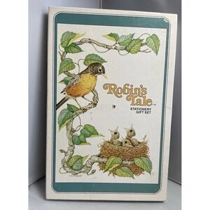 Vintage Current Robin's Tale Bird Stationary Set Trifold Card Paper Envelopes